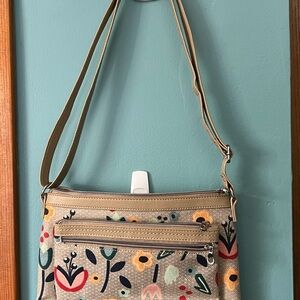 RELIC Elegant Tan Floral Crossbody Shoulder Bag